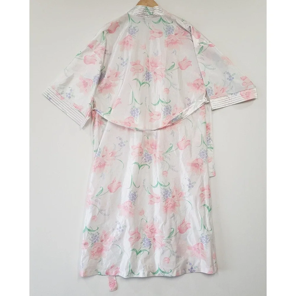 Apostrophe Womens Floral Robe Kimono Size Large Vintage Sears Romantic 90s Sleep